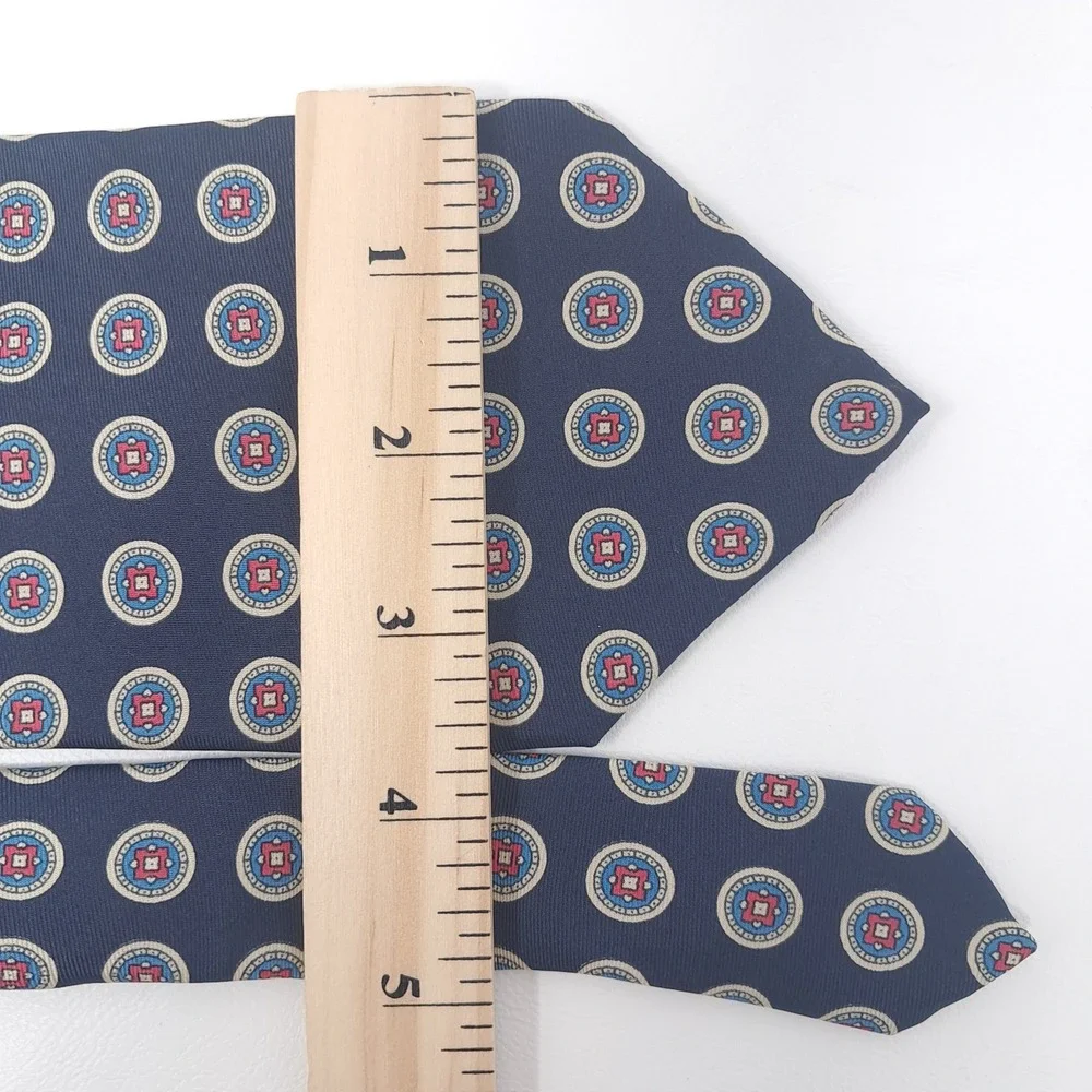 Vtg Christian Dior Monsieur Tie Navy Blue Geometric Silk Woven Italy Made USA